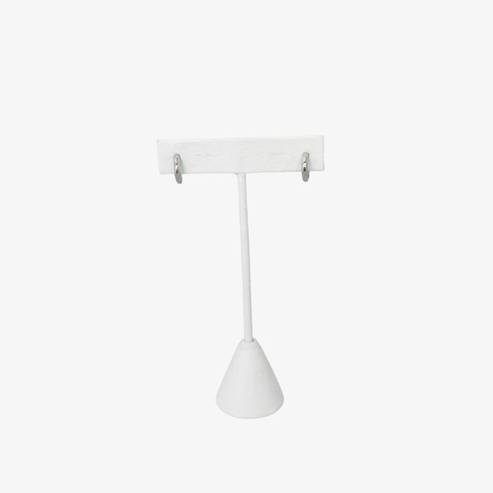 White Leather Weighted Earring Stand Display Holder 5.5"